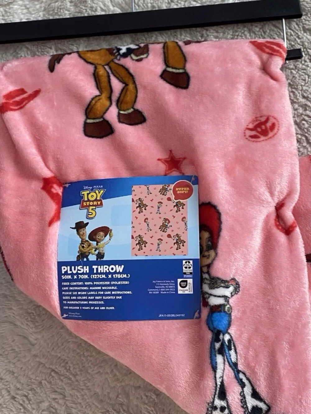 Disney Pixar Toy Story 5 Jessie Bullseye Plush Throw Blanket Pink 50” X 70” NEW